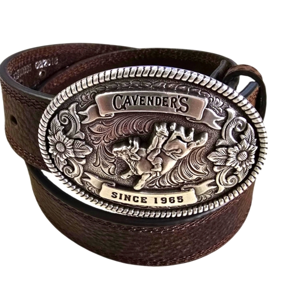 Cavender's Brown Kids Belt with Silver Buckle